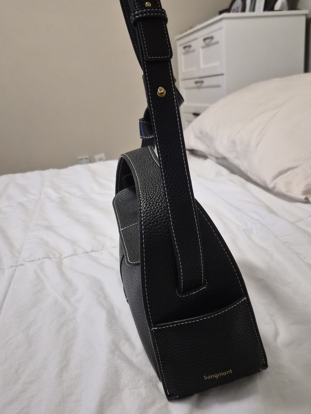 Songmont Black Pebbled Leather Crossbody - Picture 5 of 9